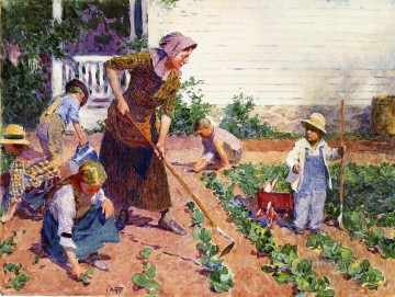 Edward Henry Potthast Painting - In the Garden Impressionist Edward Henry Potthast